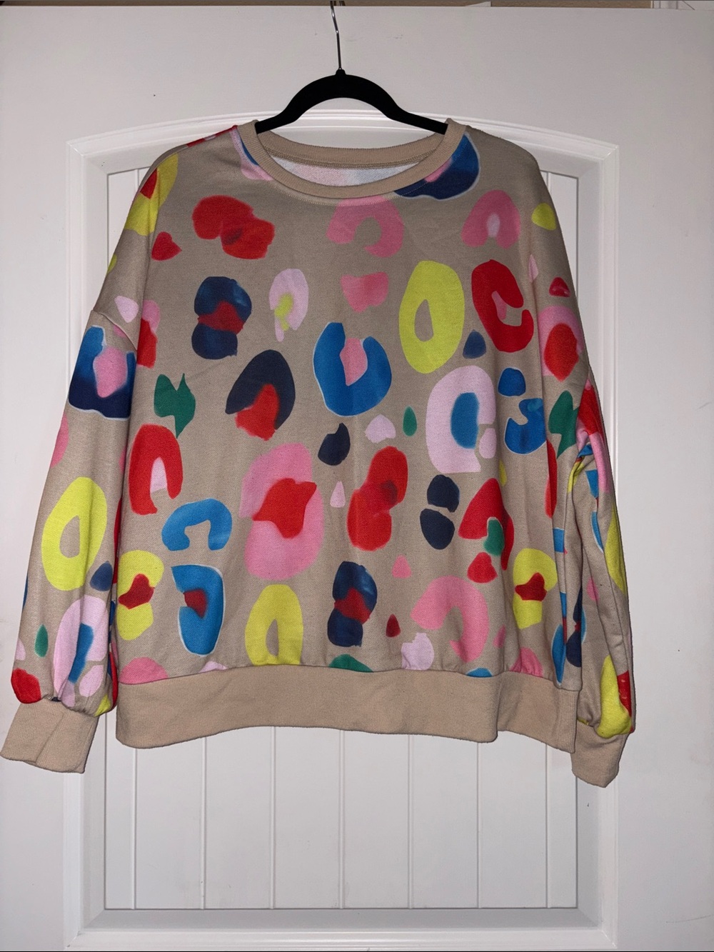 Beige Multicolor Abstract Print Women's Sweater